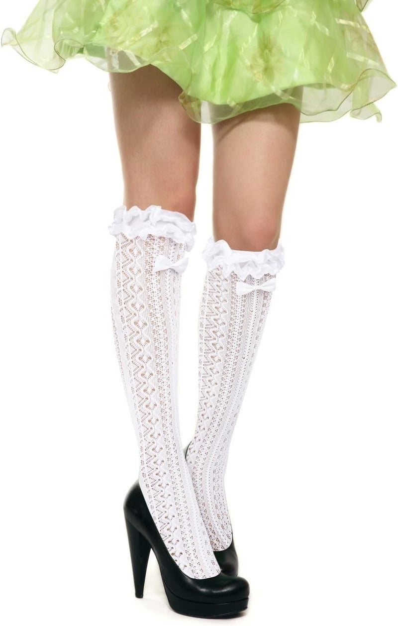 Benefeet Sox Lace Fishnet Knee High Socks Women Girls Ruffle Mesh Knee Highs Lolita Socks Fishnet Stockings - Image 2